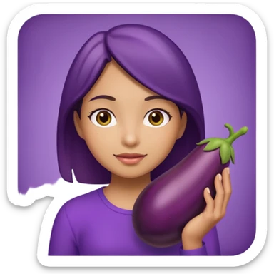 Girl holding eggplant sticker