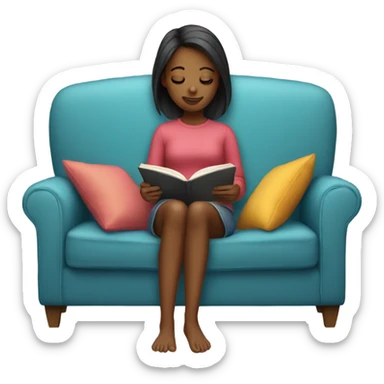 Girl reading on the couch sticker