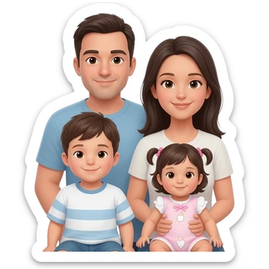 Family of four man woman 1 year old boy and baby girl sticker