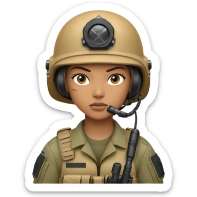 female special operations communications operator with combat gear head only sticker