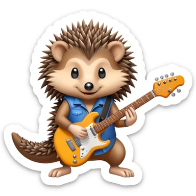 A hedgehog playing an electric guitar sticker