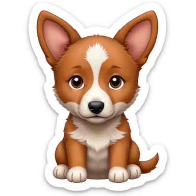 Red heeler puppy with one ear up and one ear down sticker