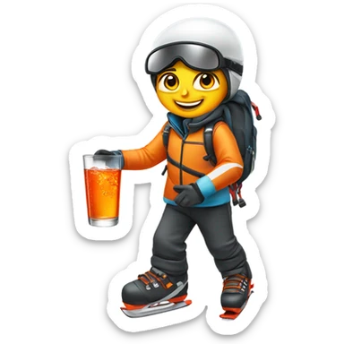 Skiing drinking Aperol spritz sticker