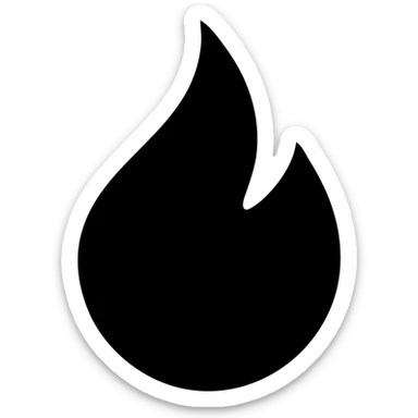 abstract geometric flame shape with solid black fill, no color sticker