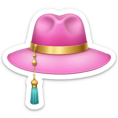 Pink light  gradation hat with gold tassel sticker