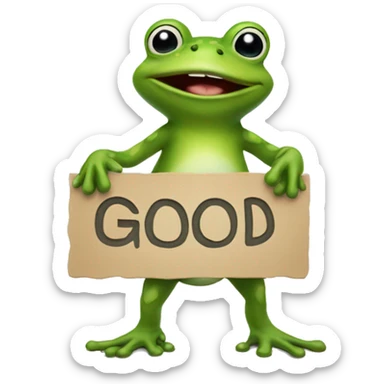 Frog holding a sign saying, "you're good" sticker