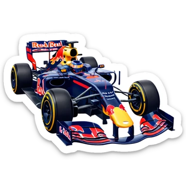 Make a Redbull f1 car with max Verstappen driving it emoji sticker