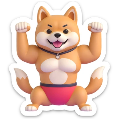 shiba inu, with muscles sticker