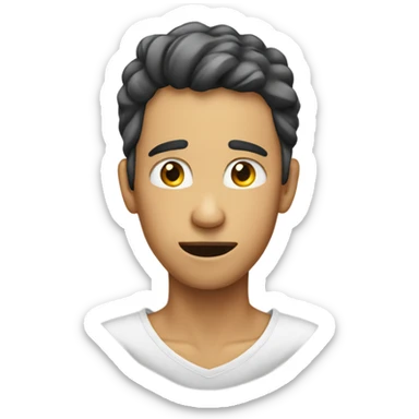 A person grabbing their neck sticker