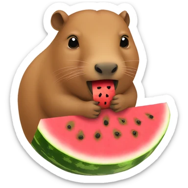 Capybara eats watermelon  sticker