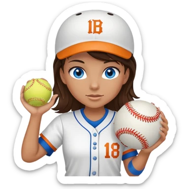 Brunette girl tall with blue eyes and plays softball sticker