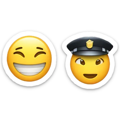 an emoji that is split down the middle. left side shows a smiling face with $ sign as its eyes. The right side shows the policeman emoji sticker