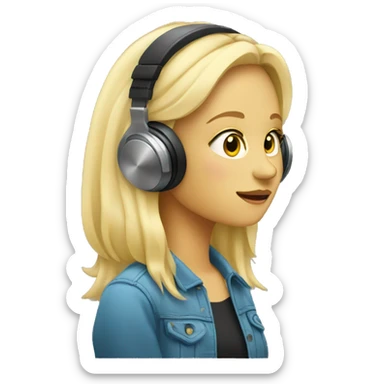 blonde girl listening to music sticker