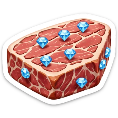 Meat with diamond textur and blue color sticker