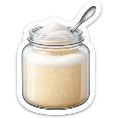 Jar of white sugar with spoon sticker