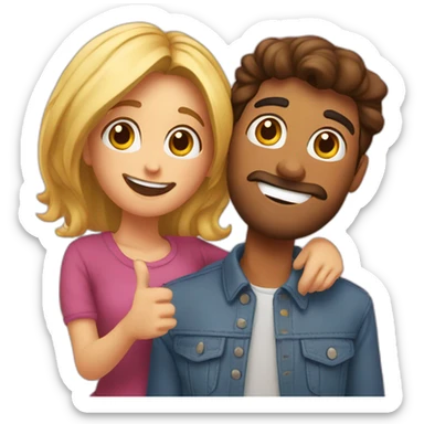 Una pareja tomándose un selfie sticker