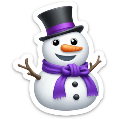Snowman with purple bow sticker