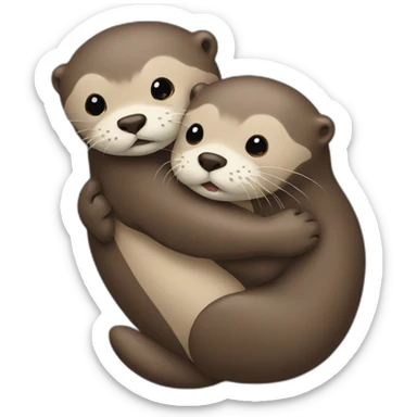 otters hugging sticker