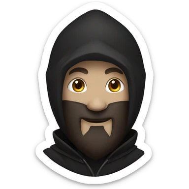 bald human rogue with brown beard and black hood happy sticker