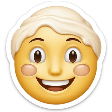 a smiley face with cream all over the face sticker