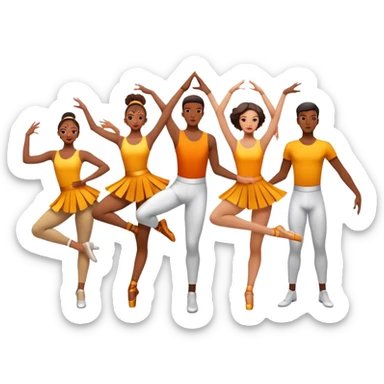 Icon for Contemporary Dance: a synchronized guys and girls group performance on stage with backup dancers in bright, modern outfits and dynamic lighting. The icon should capture the energy and coordination of a dance routine, with a focus on movement and stage presence. Transparent background. sticker