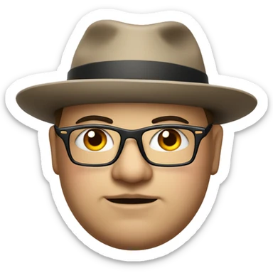 Fat man with a hat and glasses with a shirt with a design of a female hand on hit ￼ sticker