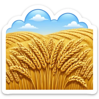 golden wheat field with blue sky above, low detail, high contrast, emoji style sticker