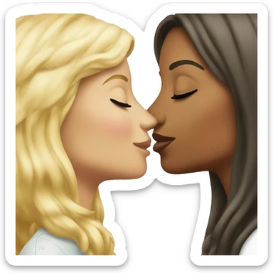 Blonde woman kissing brunette woman sticker