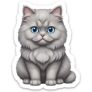 gray Persian cat full body sitting with blue eyes sticker