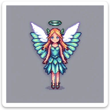 fairy with wings, night scene, sparkling magical aura sticker