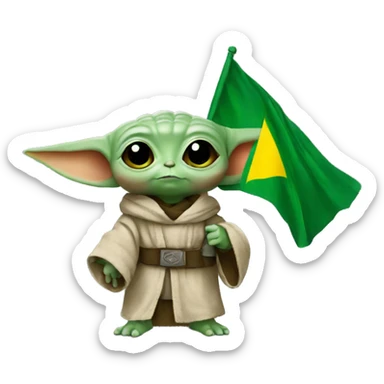  Baby Yoda holding the Brazilian flag sticker