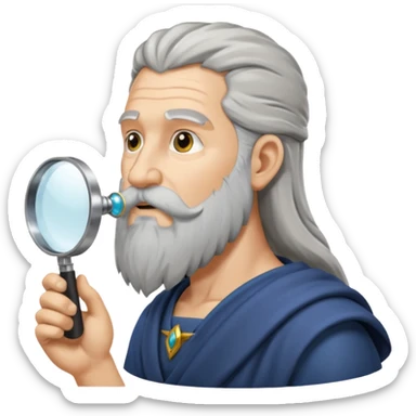 Zeus de perfil mirando con una lupa de sticker