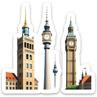 berlin television tower versus big ben tower sticker