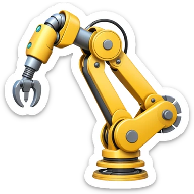 Industrial Arm – Yellow robotic arm, gripping tool sticker