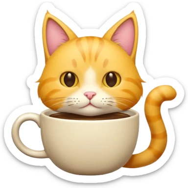 Yellow cat enjoying coffee  sticker