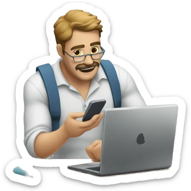 hombre reparando celulares sticker