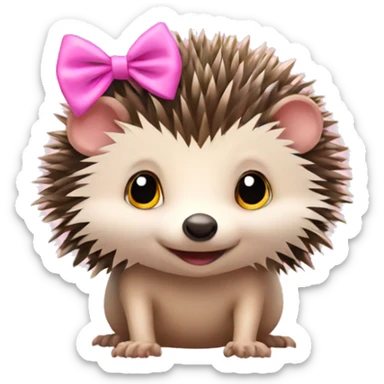 hedgehog wearing a pink bow  sticker