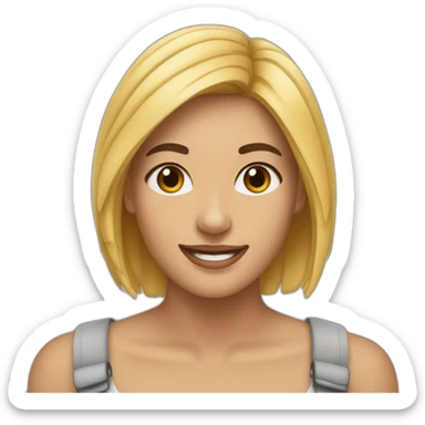 girl brow hair smiled in front of 4 baguettes  sticker