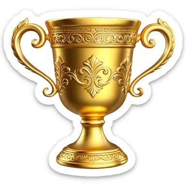 generate realistic detailed golden cup in 3d style sticker