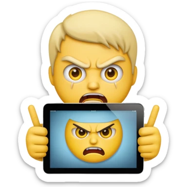 emoji holding ipad angry sticker