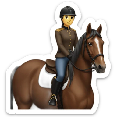 equestrian on a brown horse sticker