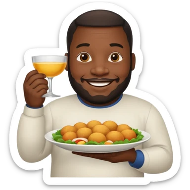 Big black man holding dih sticker