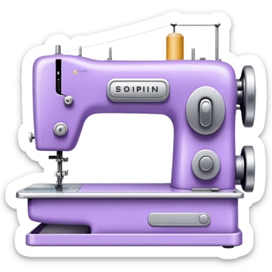 White and light purple sewing machine sticker