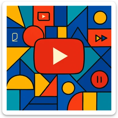 background for a YouTube video, bold and colorful, geometric patterns, subtle video icon elements sticker