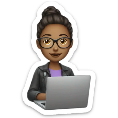 girl with laptop in glasses sticker