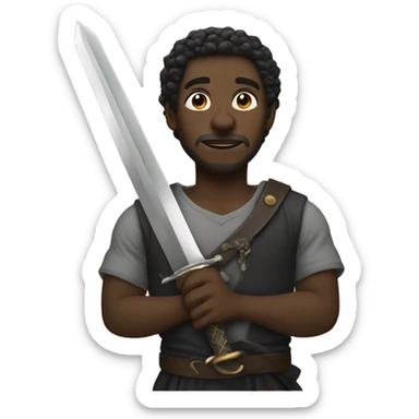 black guy with sword sticker