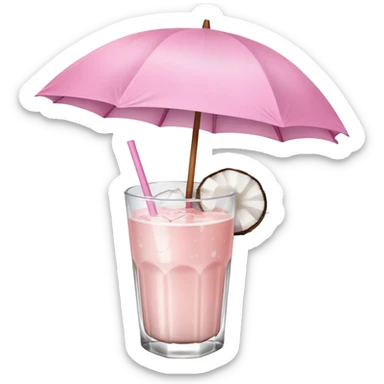 coconut drink with light pink umbrella sticker