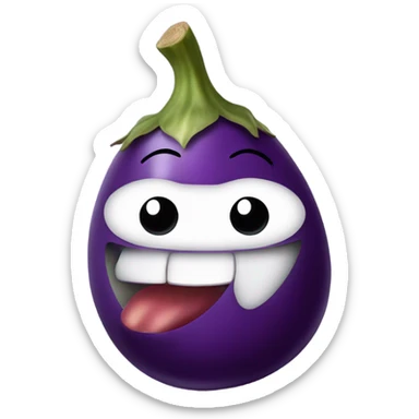 Eggplant emoji with tongue sticking out  sticker