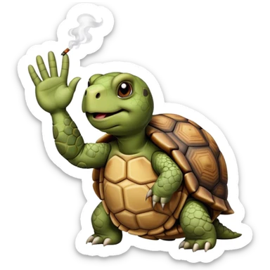 Tortue qui fume et qui fait un coucou sticker