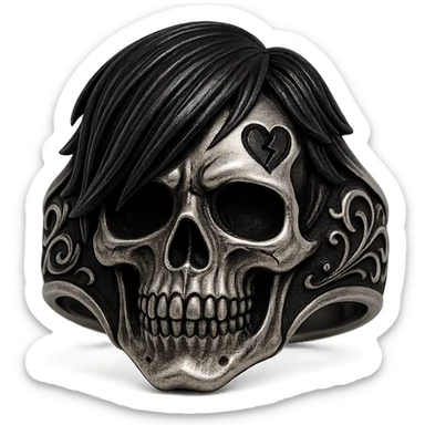 emo skull ring sticker